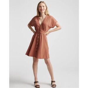 NWT QUINCE Terracotta Vintage Wash Tencel Button Front Dress Size Large